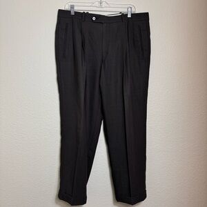Austin Grey Men's‎ Pleated Dress Pants Size 36 Poly/Wool Brown/Black Houndstooth